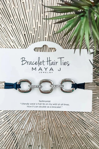 Crystal Bracelet Hair Tie Circle Link - Black | Swank Boutique