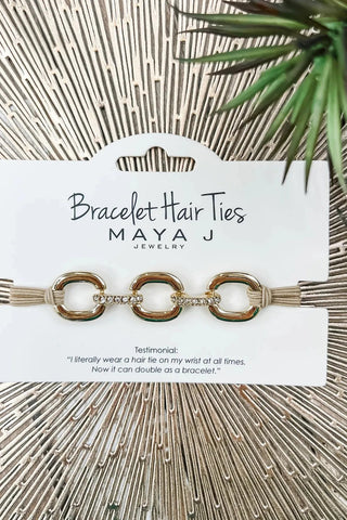 Crystal Bracelet Gold Hair Tie Three Circles | Swank Boutique