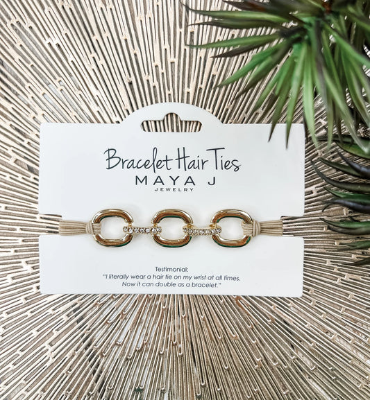 Crystal Bracelet Gold Hair Tie Three Circles
