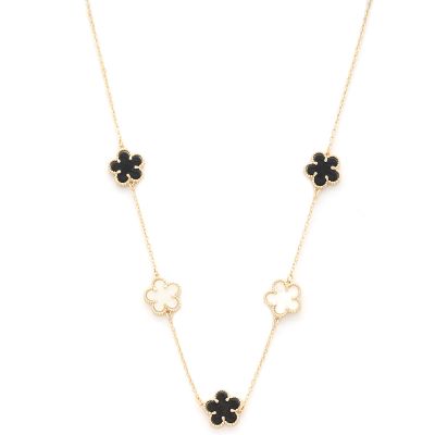 Flower Station Necklace - Black