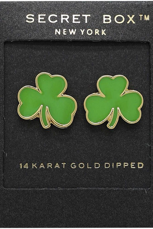 Gold Green Clover Earrings | Swank Boutique