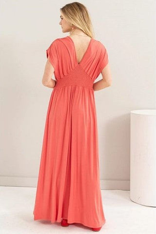 Spiced Coral Knit Midi Dress | Swank Boutique