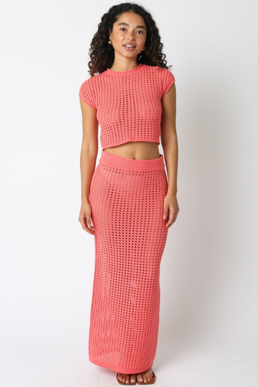 Easy Breezy Knit Skirt Coral | Swank Boutique