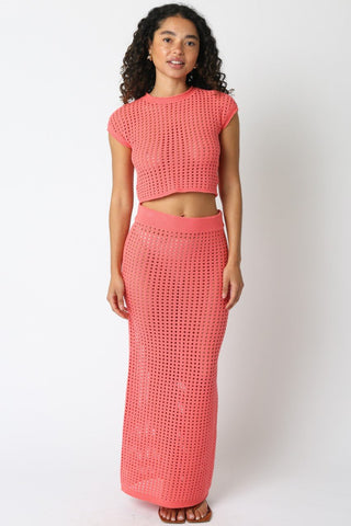 Easy Breezy Knit Skirt Coral | Swank Boutique