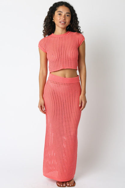 Easy Breezy Knit Skirt Coral | Swank Boutique