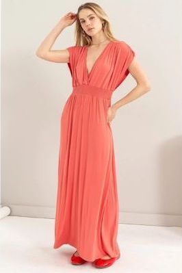 Spiced Coral Knit Midi Dress | Swank Boutique