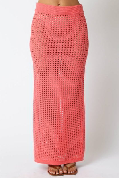Easy Breezy Knit Skirt Coral | Swank Boutique