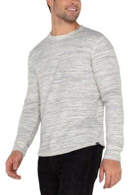 Longsleeve Crew Neck - Grey/White Multi | Swank Boutique