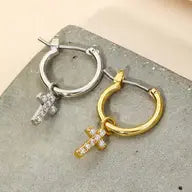 Cross Hoop Earrings | Swank Boutique