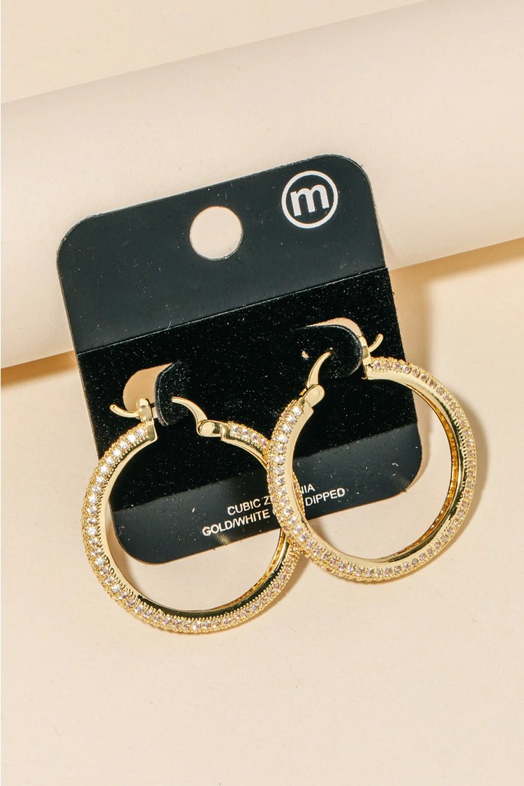 Gold Cubic Zirconia Hoop Earrings | Swank Boutique