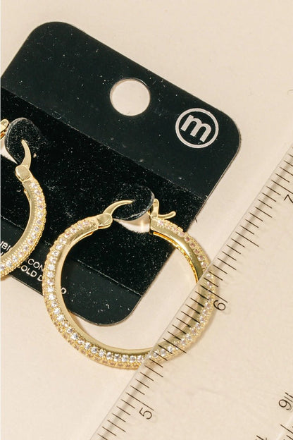 Gold Cubic Zirconia Hoop Earrings | Swank Boutique