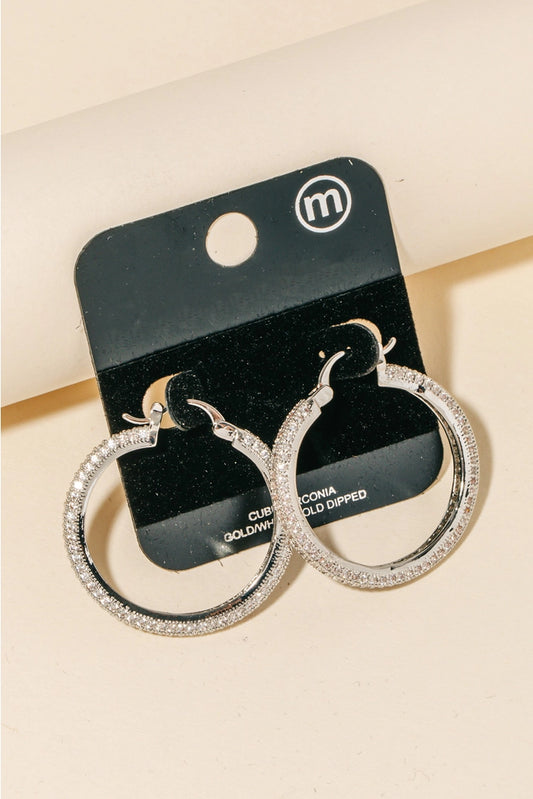 Silver Cubic Zirconia Hoop Earrings