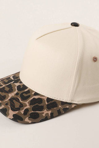 Two Tone Leopard Printed Canvas Trucker Hat | Swank Boutique
