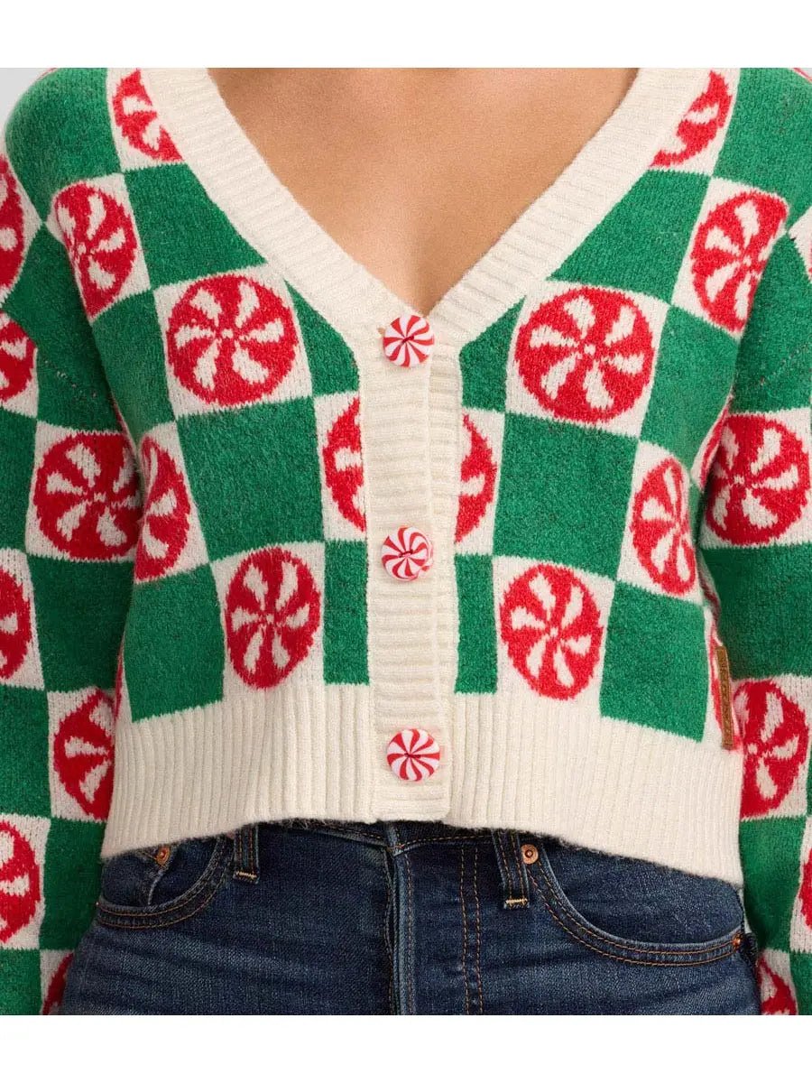 Checkered Mint Cardigan | Swank Boutique
