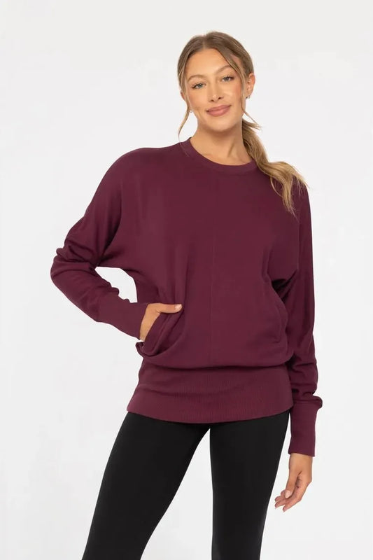 Plum Brushed Sweatshirt | Swank Boutique