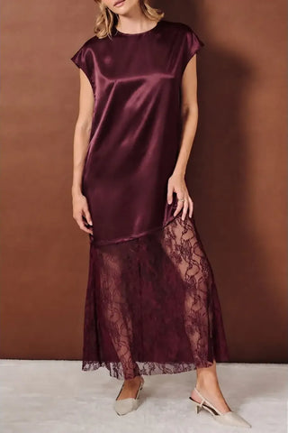 Kira Satin & Lace Maxi Dress