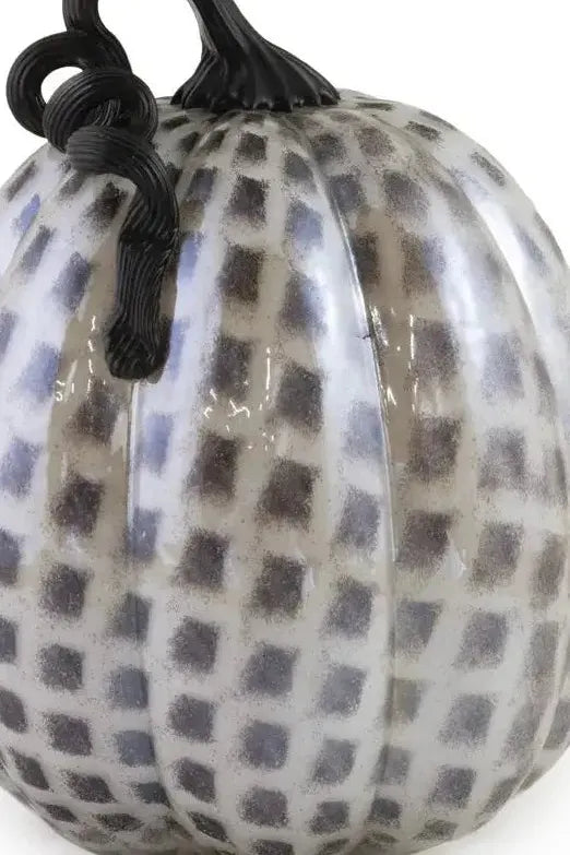 Black & White Checkered Glass Pumpkin 7" | Swank Boutique