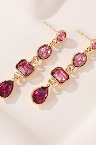 4 Tier Drop Layer Rhinestone Earrings | 40E527 | Swank Boutique