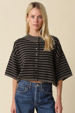 Natalia Stripe Knit Top | Swank Boutique