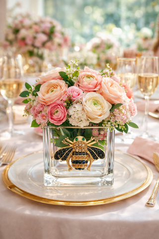 Bee Jeweled Candle Holder Vase