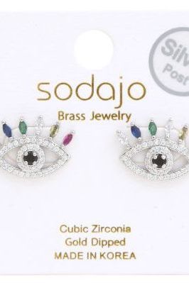 Evil Eye Silver Earrings | Swank Boutique
