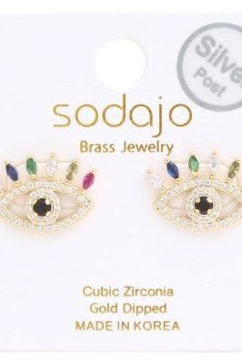Evil Eye Gold Earrings | Swank Boutique