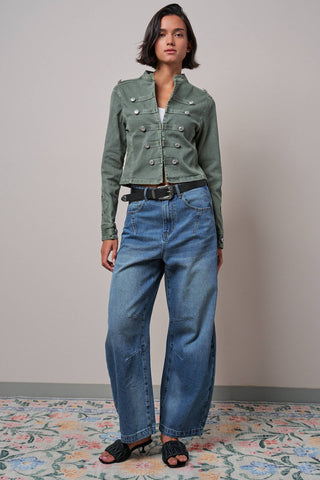 Military Double-Button Stretch Cotton Jacket
