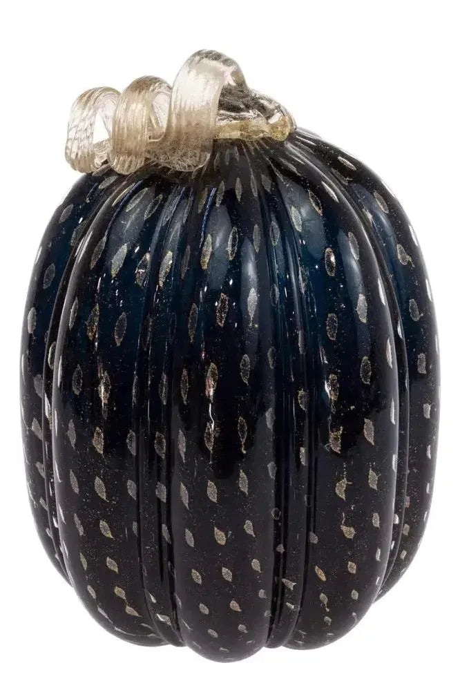 Black & Gold Glass Pumpkin 7.75" | Swank Boutique