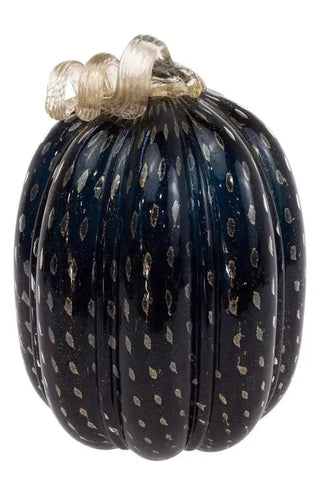 Black & Gold Glass Pumpkin 7.75" | Swank Boutique