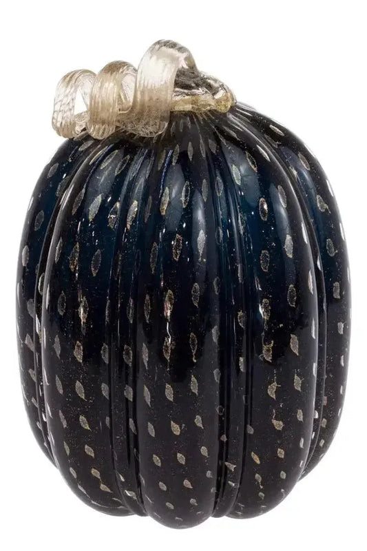 Black & Gold Glass Pumpkin 7.75" | Swank Boutique