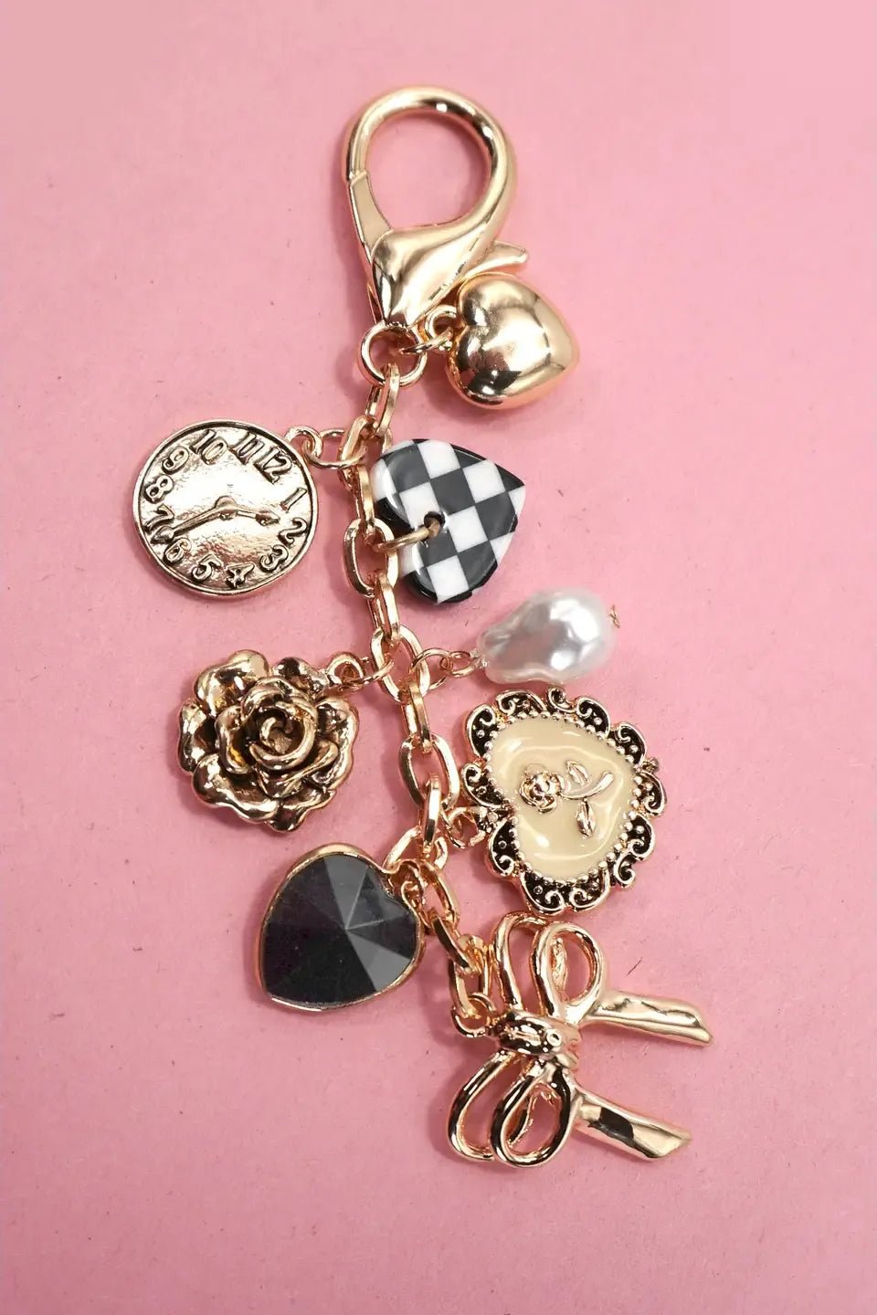 Checkered Heart Bag Charm | Swank Boutique