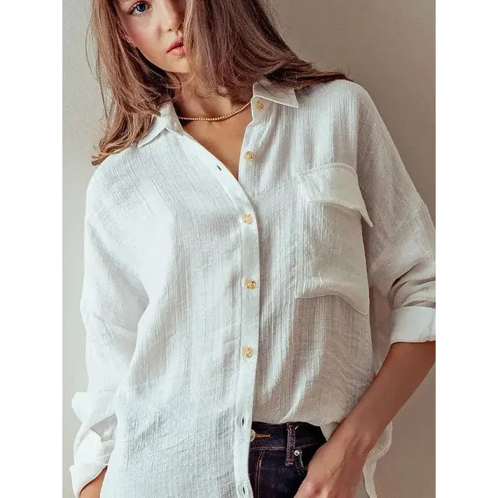 Madison Gauze Shirt | Swank Boutique