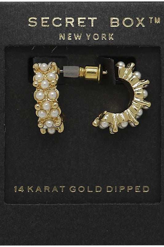 Gold Pearl Paved Studs | Swank Boutique