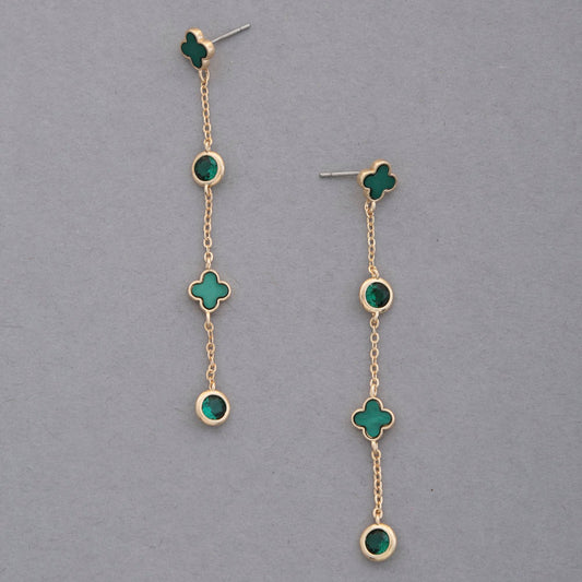 Clover Gold Green Earrings