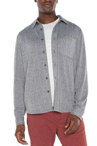 Grey Herringbone Shirt | Swank Boutique