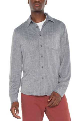Grey Herringbone Shirt | Swank Boutique