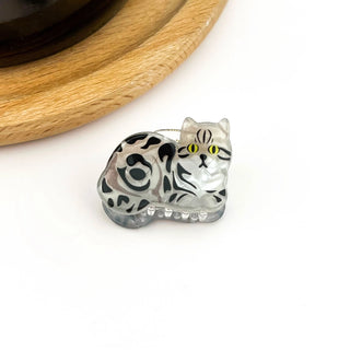 Grey Cat Mini Hair Clip