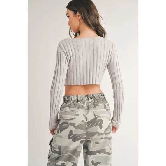 Heather Long Sleeve Pointed Hem Sweater | Swank Boutique