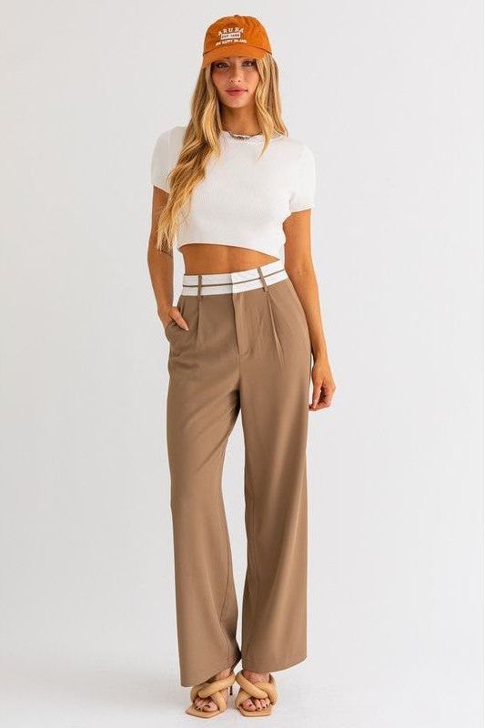 Andi Detail Pleated Wide Leg Pant | Swank Boutique