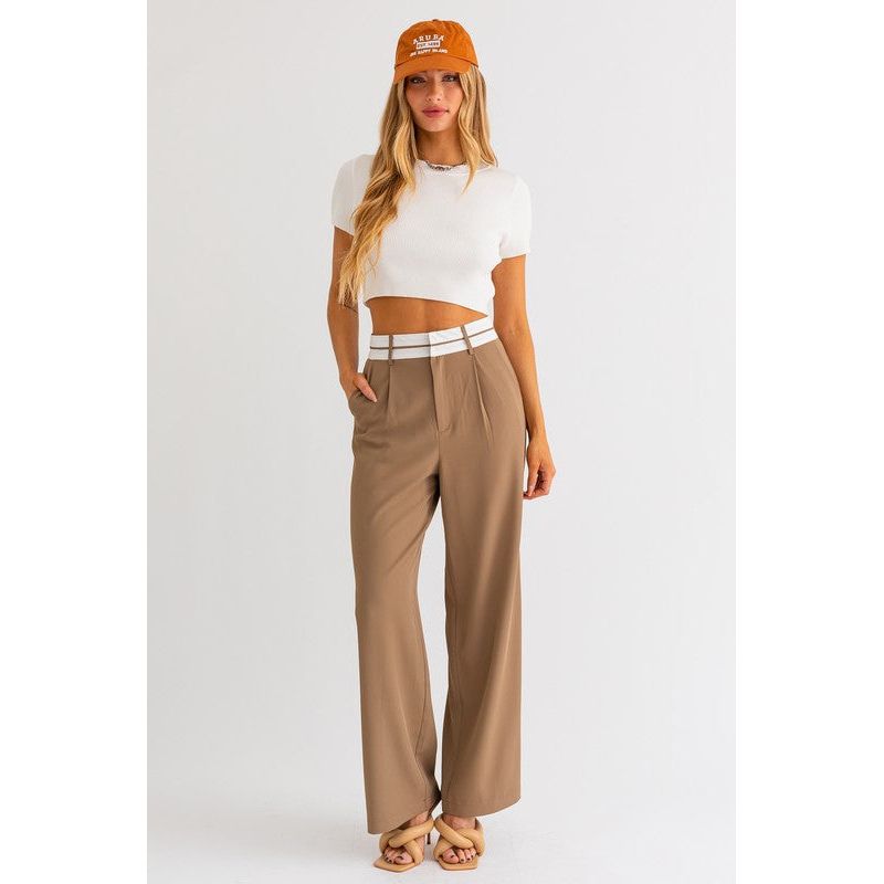 Andi Detail Pleated Wide Leg Pant | Swank Boutique
