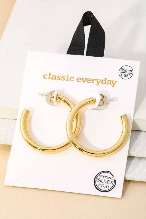 Thick Gold Open Hoop Earrings | Swank Boutique