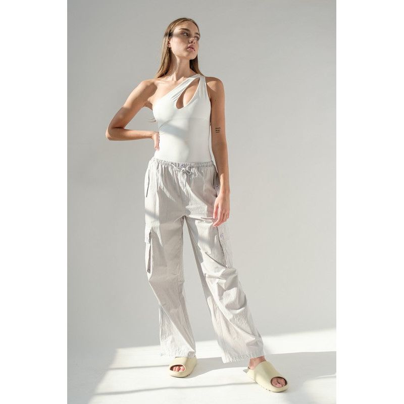 Carmen Asymmetric Cut-Out Bodysuit - White | Swank Boutique