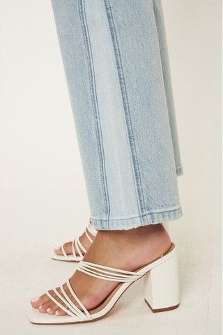 High Rise Contrast Accent Straight Leg Jean | Swank Boutique