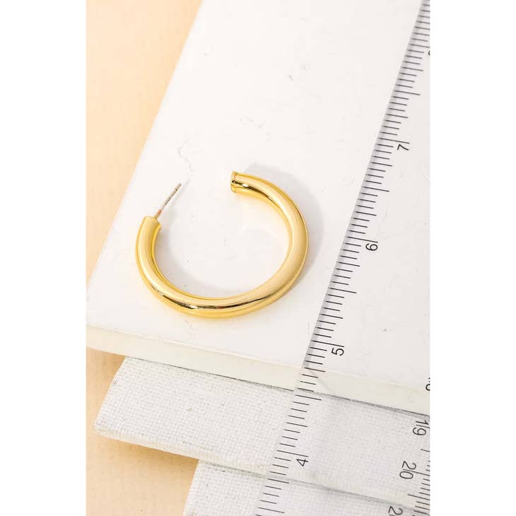 Thick Gold Open Hoop Earrings | Swank Boutique