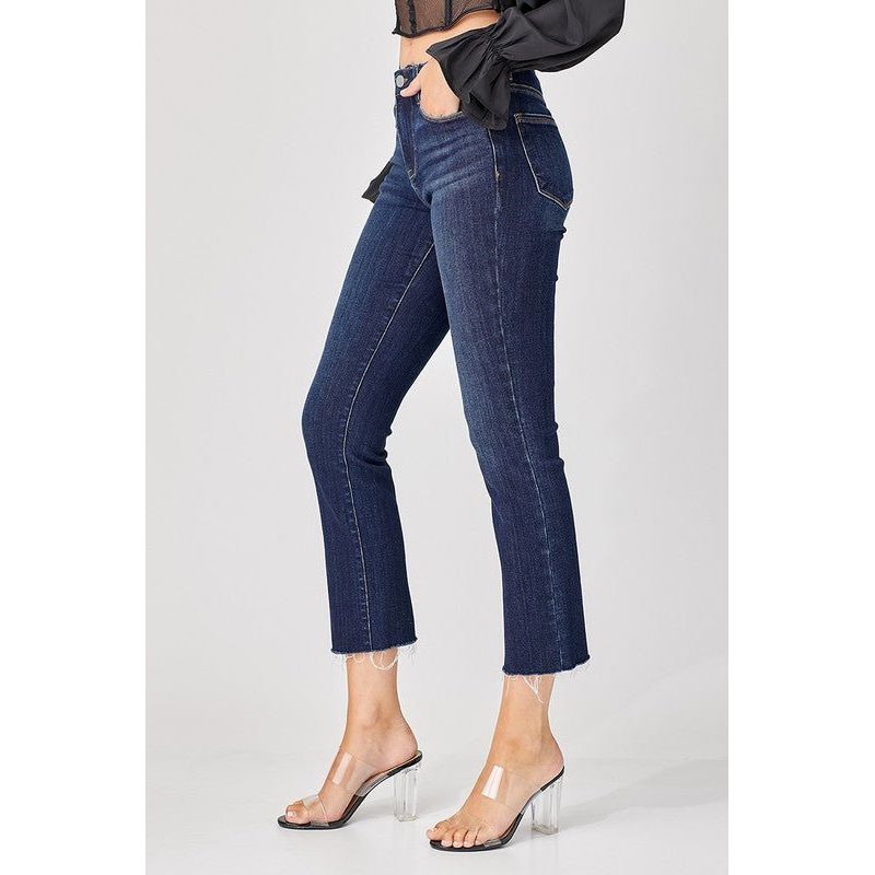 Mid Rise Straight Raw Edge Jeans | Swank Boutique