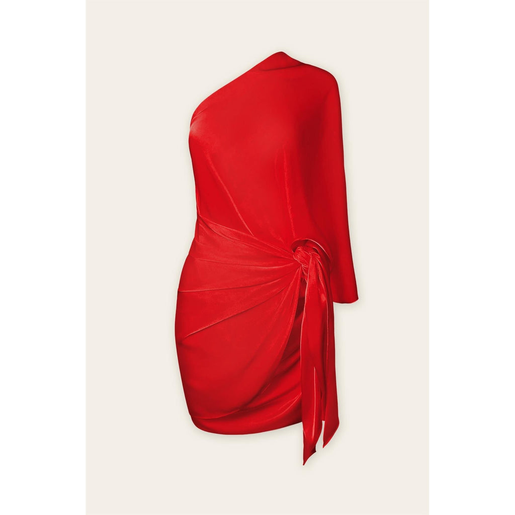 Emily One Shoulder Drape Mini Dress | Swank Boutique