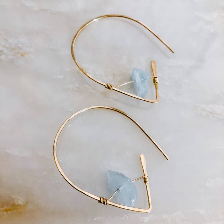 Aquamarine Threader Earrings | Swank Boutique