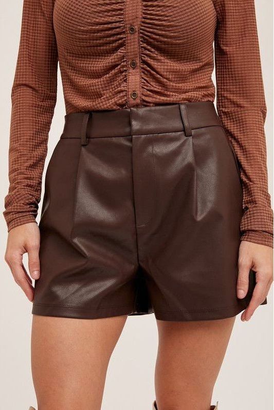 Faux Leather Pleated Shorts | Swank Boutique