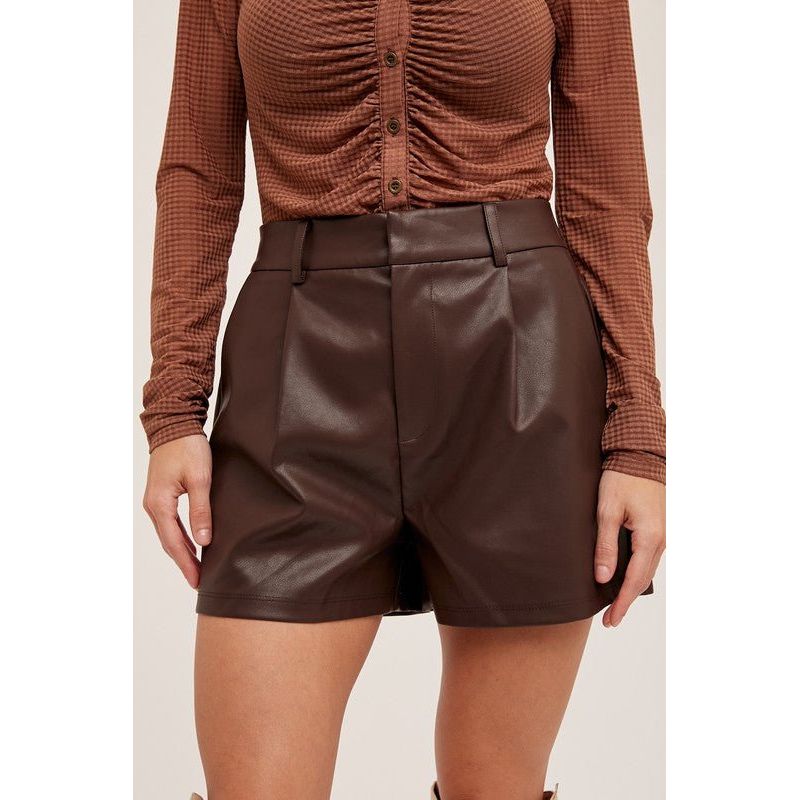 Faux Leather Pleated Shorts | Swank Boutique