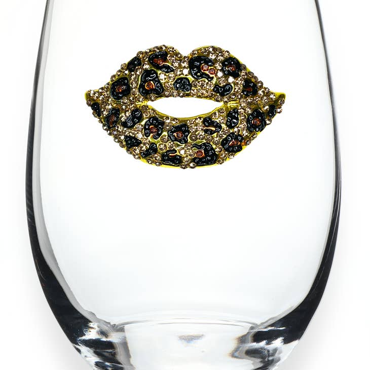 Leopard Lips Wine Glass | Swank Boutique